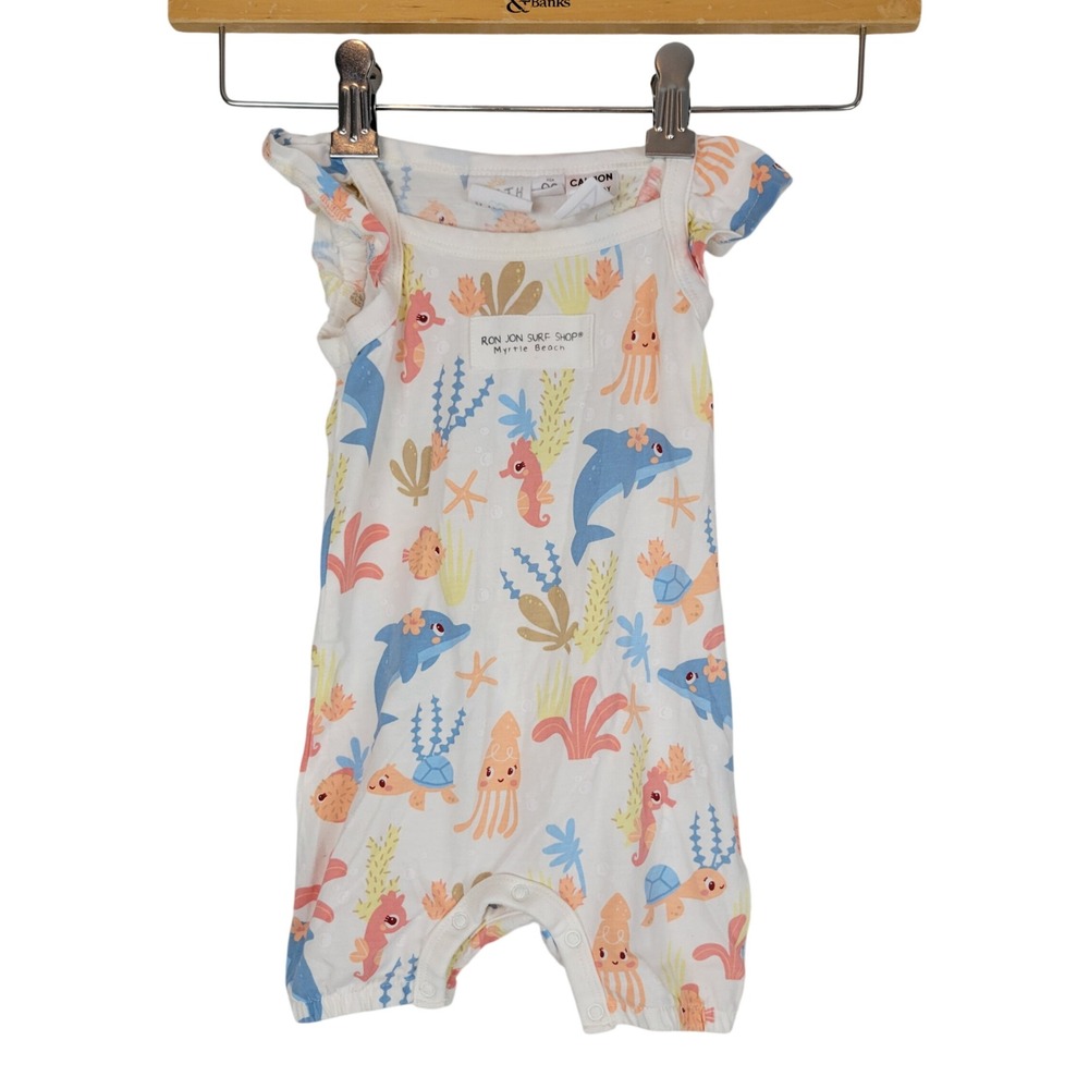 Earth Nymph 100% Cotton Sleeveless Romper Size 00 3 to 6 months Sea Creatures